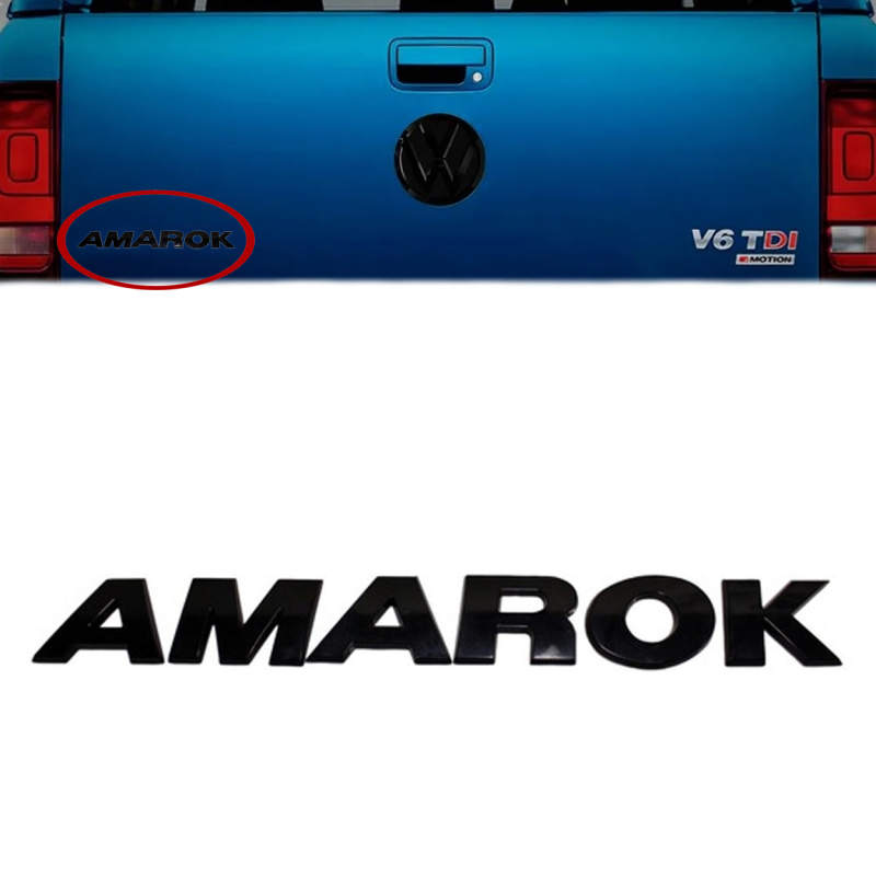 Emblema Volks Palavra Amarok 2010 A 2022 Preto Brilhante