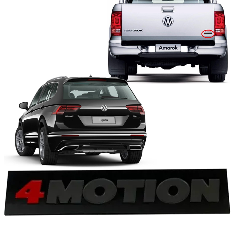 Emblema Volks Palavra 4motion Amarok Tiguan 2010 A 2022 Preto Brilhante