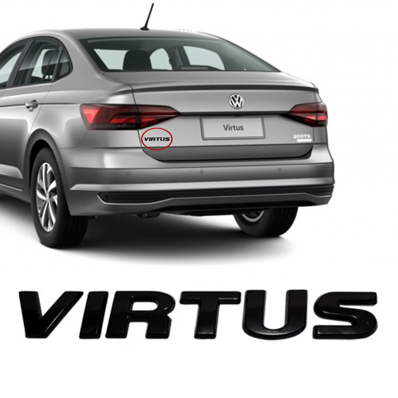 Emblema Volks Palavra Virtus 2018 A 2022 Preto Brilhante