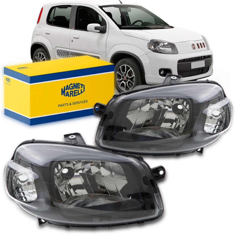 Farol Original Uno Vivace Way Sporting 2010 A 2014 Lado Direito Mascara Negra