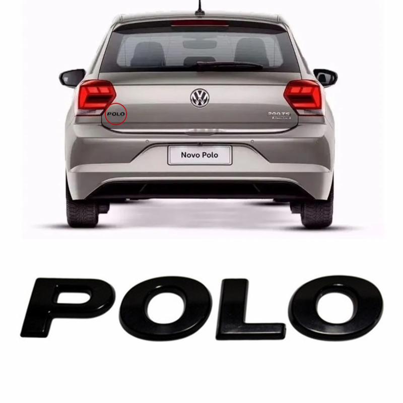 Emblema Volks Palavra Polo 2018 A 2022 Preto Brilhante