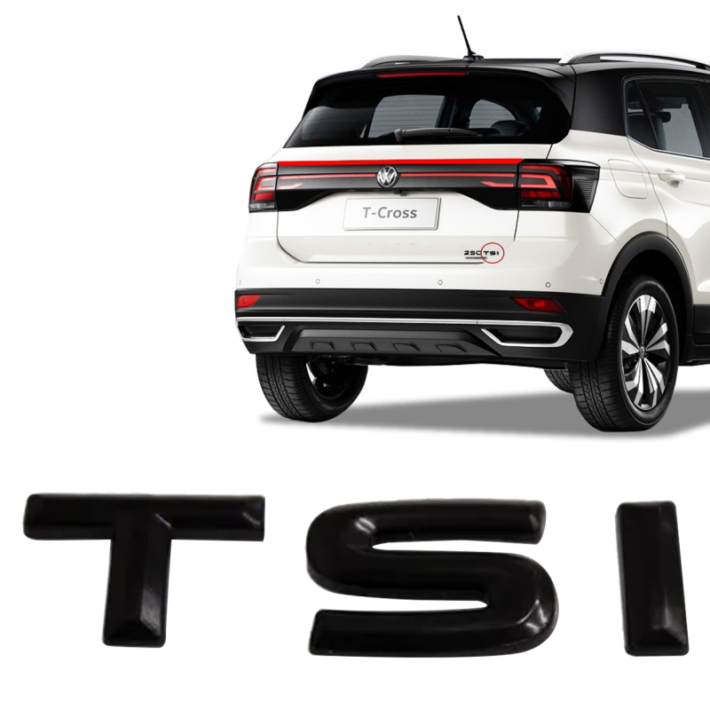 Emblema Volks Palavra Tsi T-cross 2019 A 2022 Preto Brilhante