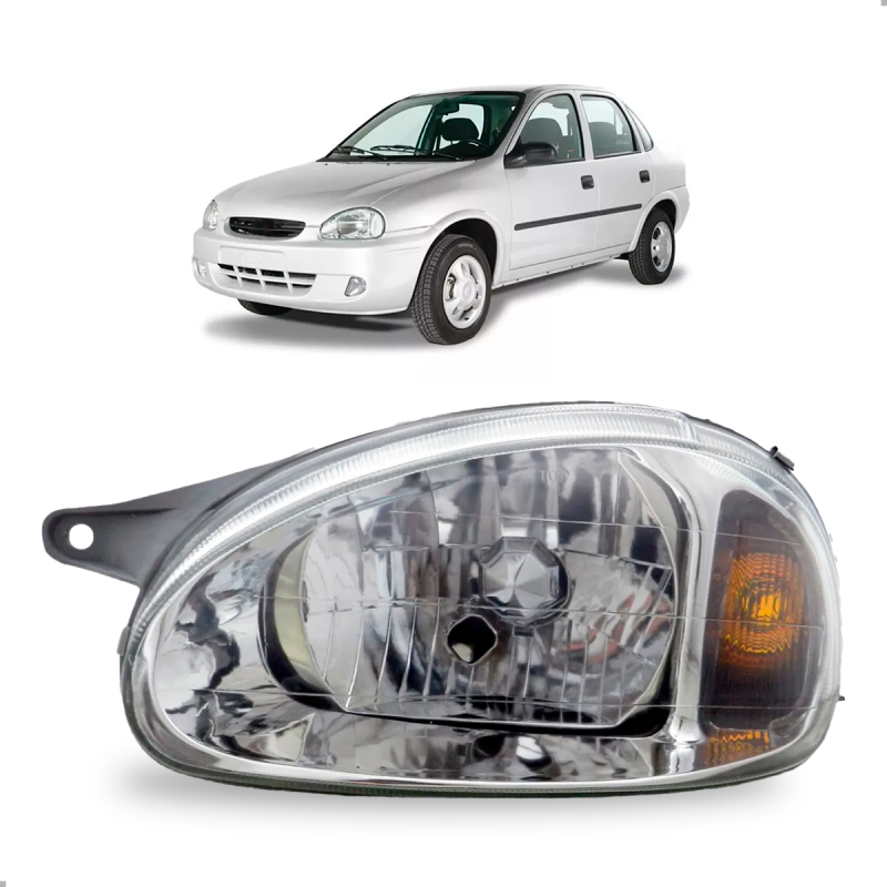 Farol Corsa Classic 2000 A 2010 Lado Esquerdo Cromado Carcaca Cinza (c061911)