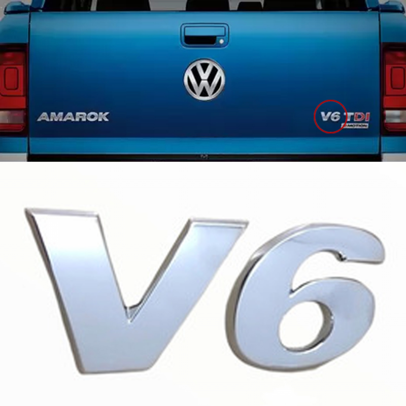 Emblema Volks Palavra V6 Amarok 2017 A 2022 Cromado