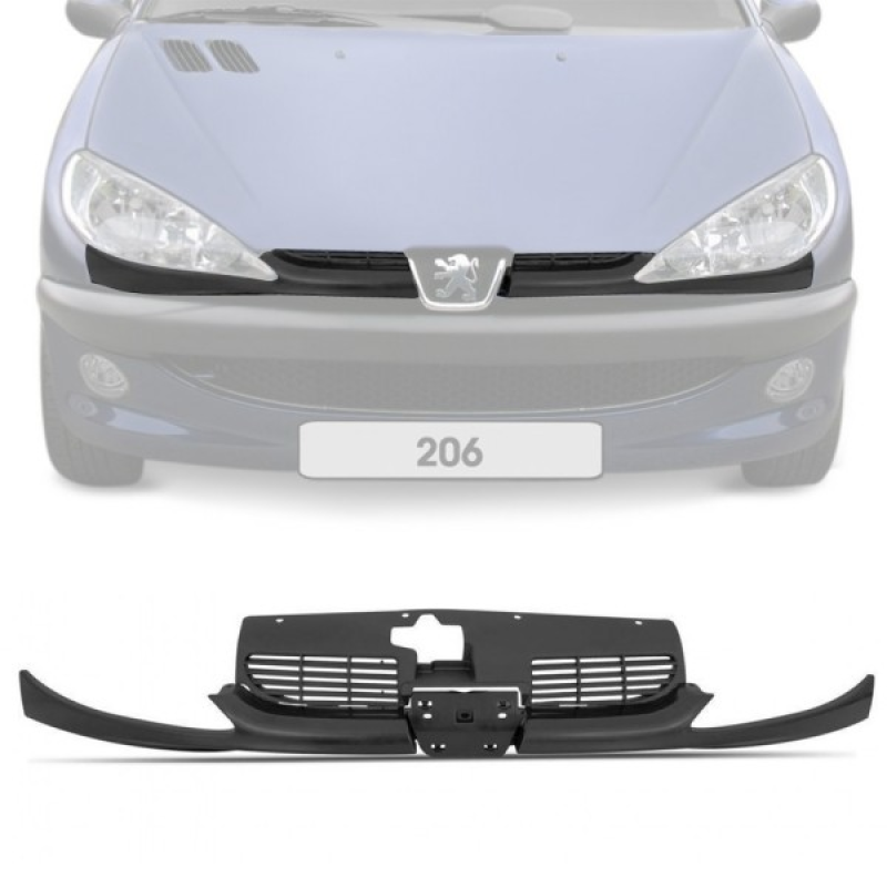 Grade Do Radiador Peugeot 206 1998 A 2008 Com Moldura Sem Emblema