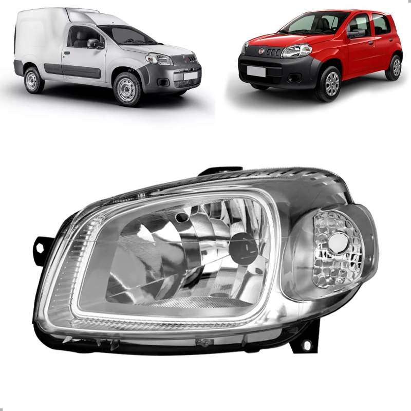 Farol Uno Vivace 2010 A 2014 Fiorino Vivace 2013 A 2021 Lado Esquerdo Cromado (r16821)