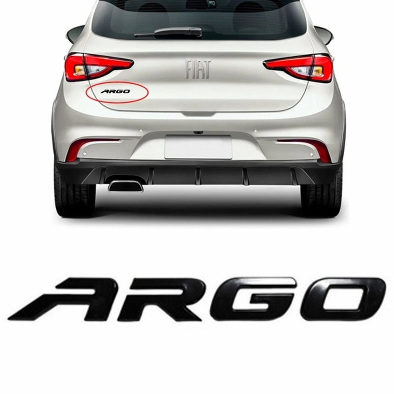 Emblema Fiat Palavra Argo 2017 A 2022 Preto Brilhante