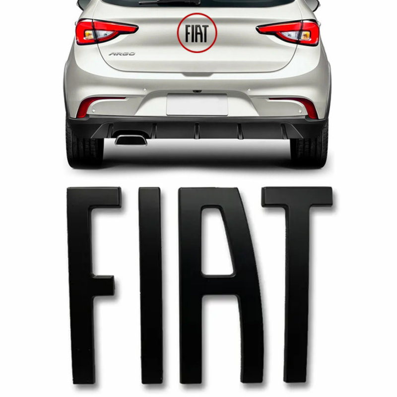 Emblema Fiat Mala Argo 2017 A 2022 Preto Brilhante