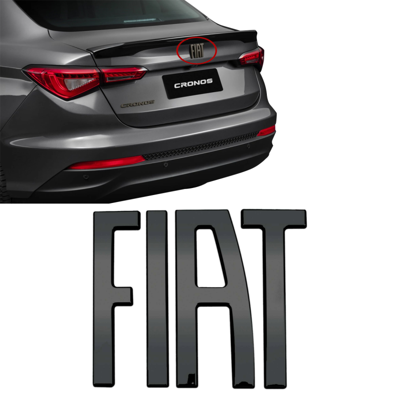 Emblema Fiat Mala Cronos 2017 A 2022 Preto Brilhante