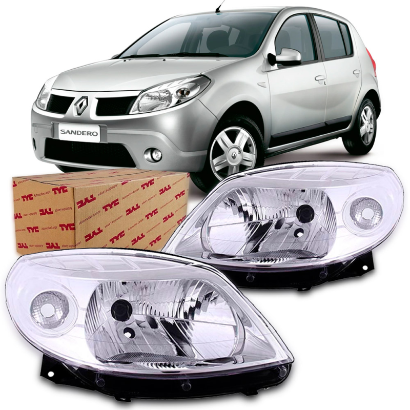 Farol Sandero 2008 A 2011 Lado Direito Cromado (r16214)(c30891)
