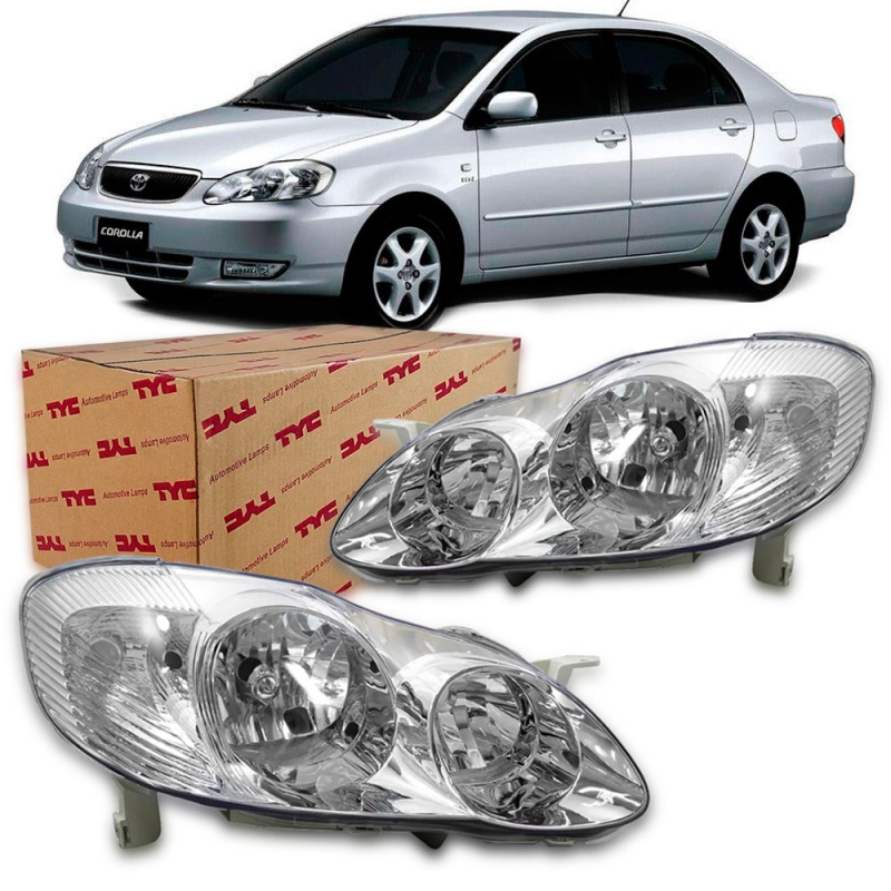 Farol Corolla 2003 A 2004 Lado Direito Cromado (r15174) (c023648)