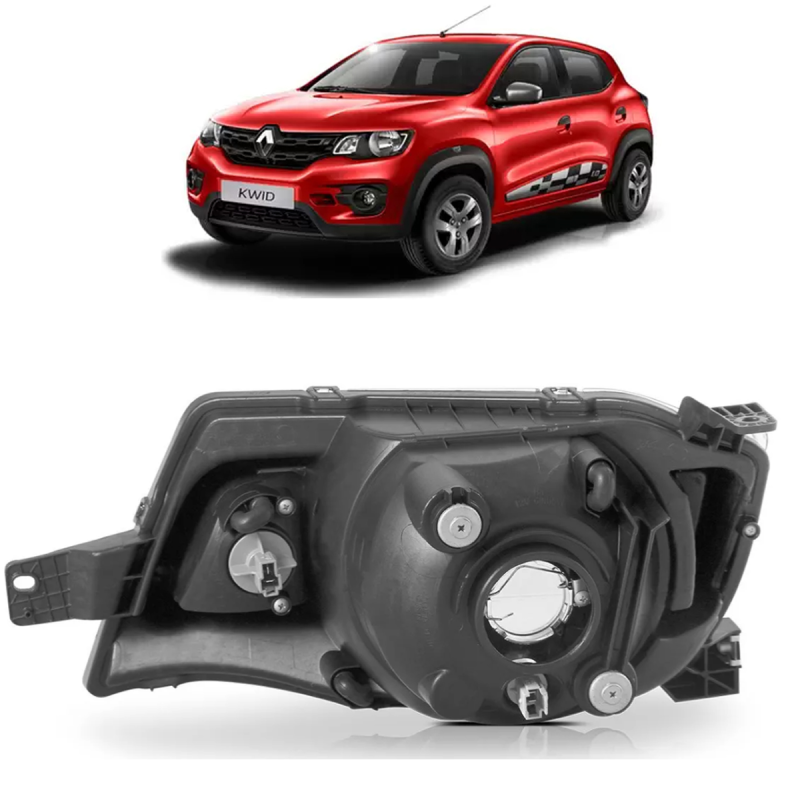Farol Kwid 2017 A 2021 Lado Direito Friso Transparente (r27240)(c54751)