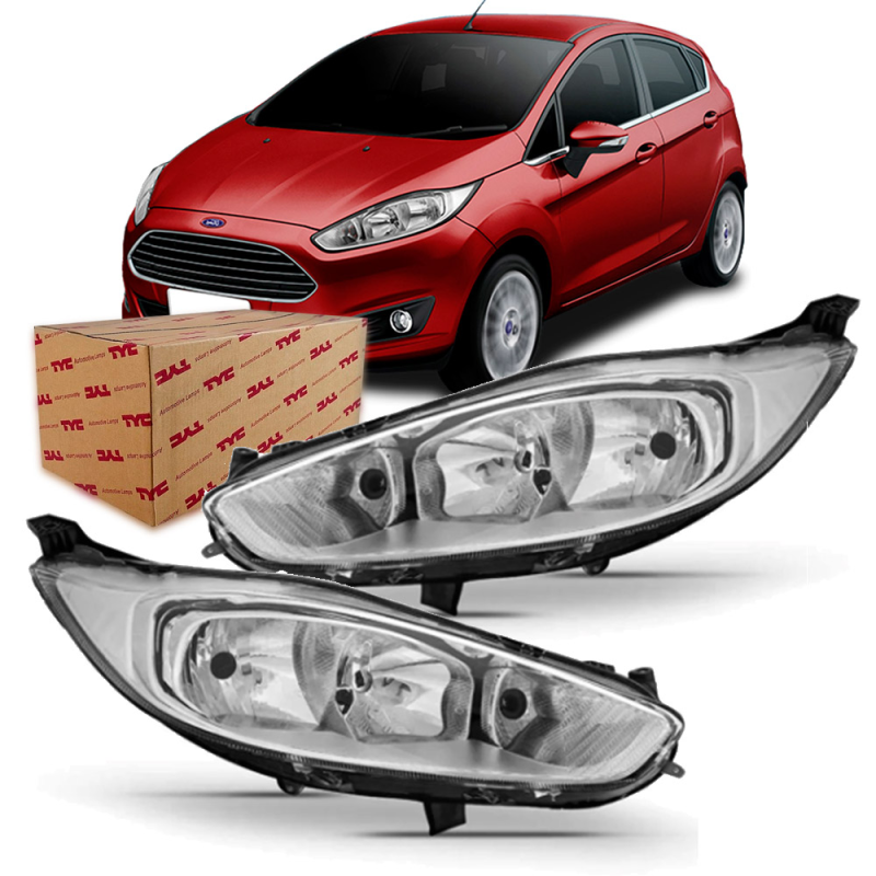 Farol New Fiesta Hatch 2013 A 2016 Lado Esquerdo Cromado (r24581)