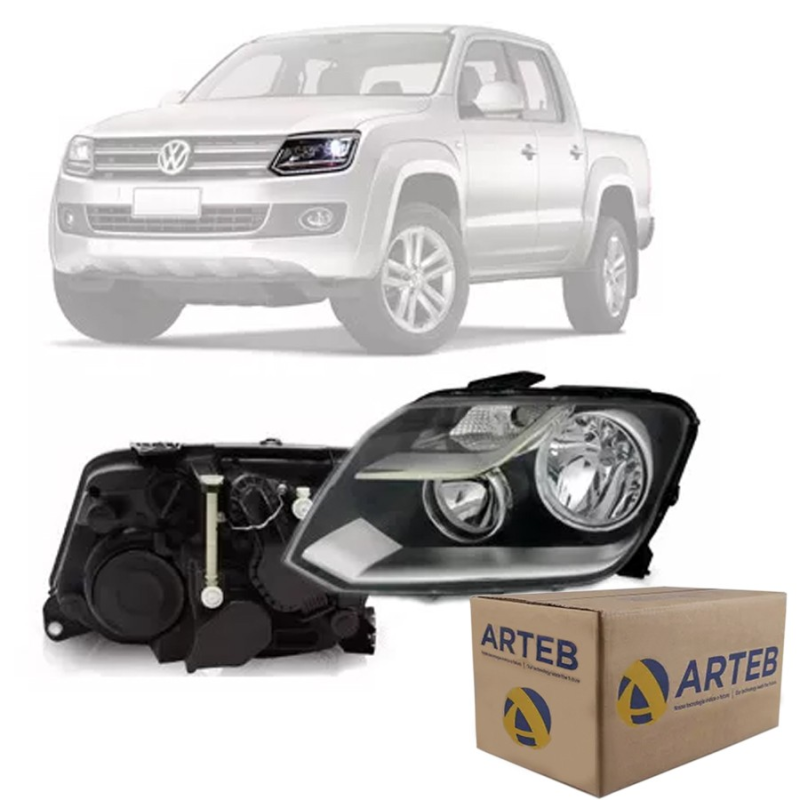 0160753 Farol Original Amarok 2011 A 2021 Lado Esquerdo Mascara Negra