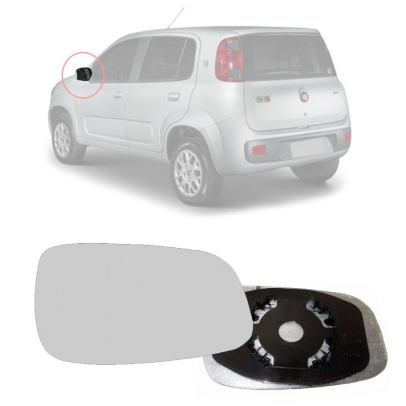 Lente Espelho Do Retrovisor Com Base Uno Vivace Attractive Drive 2010 A 2022 Lado Esquerdo