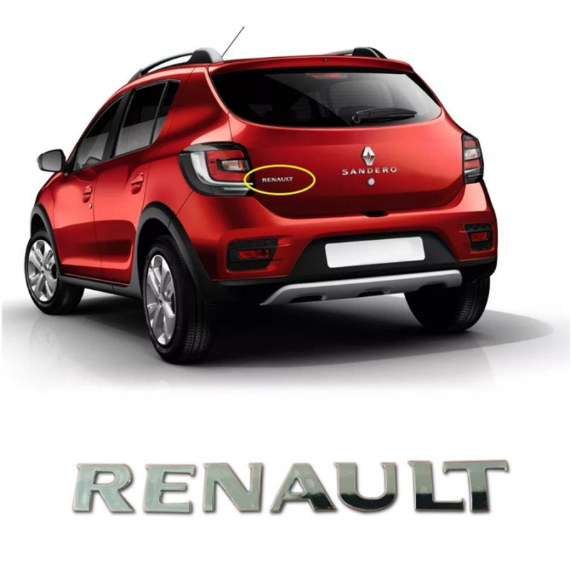 Emblema Renault Tampa Traserira Logan Sandero 2014 A 2022