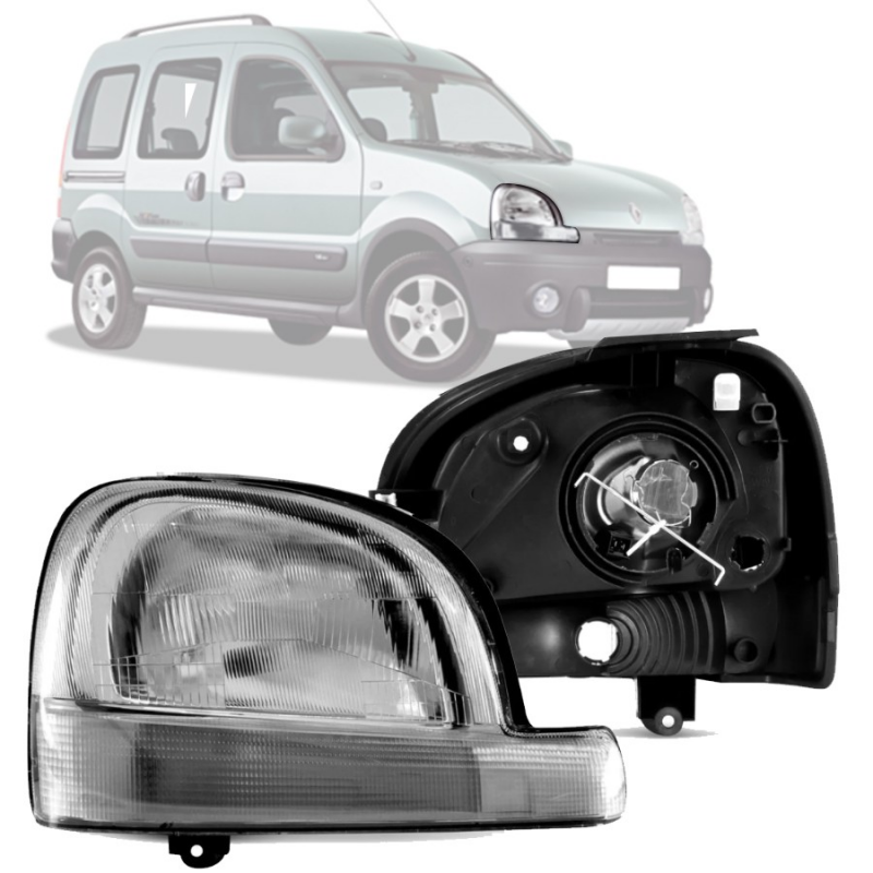 Farol Kangoo 1999 A 2001 Lado Direito Regulador Eletrico Pisca Cristal