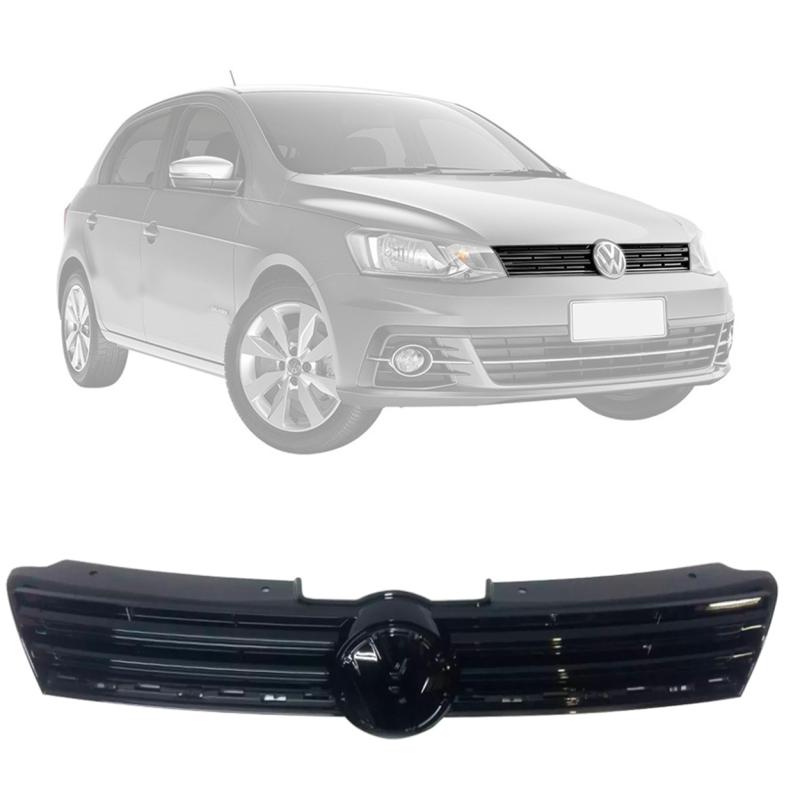 Grade Do Radiador Gol Voyage G7 2017 A 2018 Preto Brilhante Com Furo Para Friso