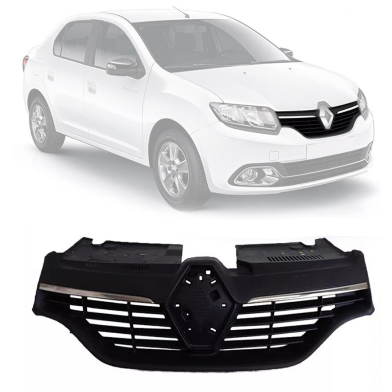 Grade Do Radiador Logan Sandero 2015 A 2020 Com Friso Cromado