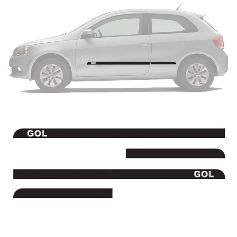 Friso Da Porta E Lateral Traseira Gol G6 2013 A 2016 2 Portas Preto Com Nome Gravado