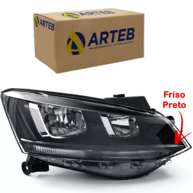 0160832 Farol Original Fox Crossfox Spacefox 2015 A 2018 Lado Direito Com Friso Preto
