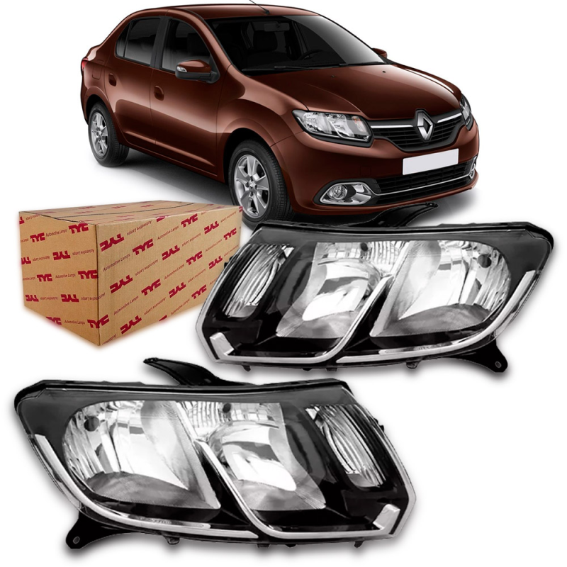 Farol Logan Sandero 2015 A 2019 Lado Esquerdo Cromado (r23611)