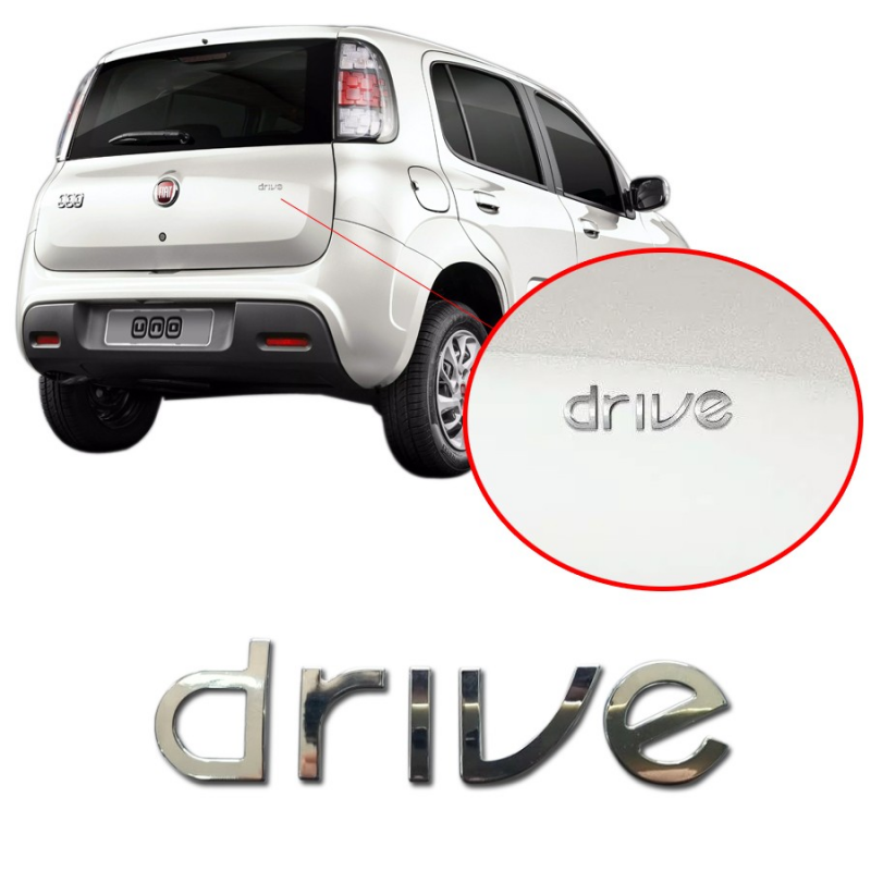 Emblema Drive Traseiro Da Tampa Do Porta Mala Uno Mobi Drive 2017 A 2019 Original Fiat Cromado