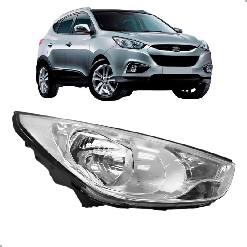 Farol Ix35 2010 A 2015 Lado Direito Cromado