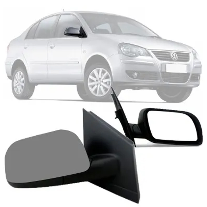 Retrovisor Polo 2003 A 2011 Eletrico Capa Preta Lado Direito