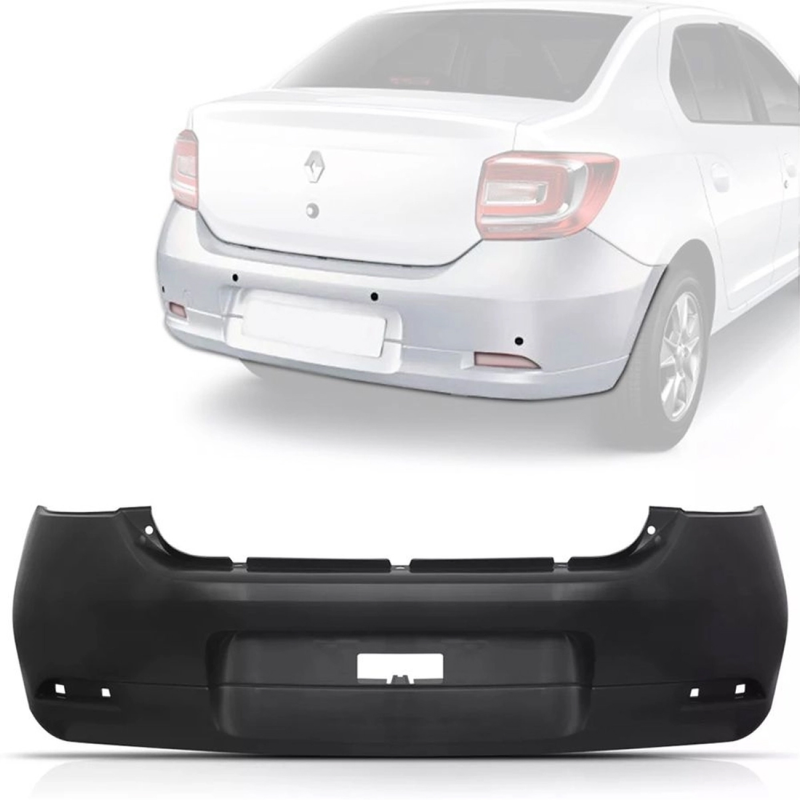 Parachoque Traseiro Logan 2017 A 2022 Com 2 Furo Para Lanterna De Placa Sem Furo Sensor(r24864)