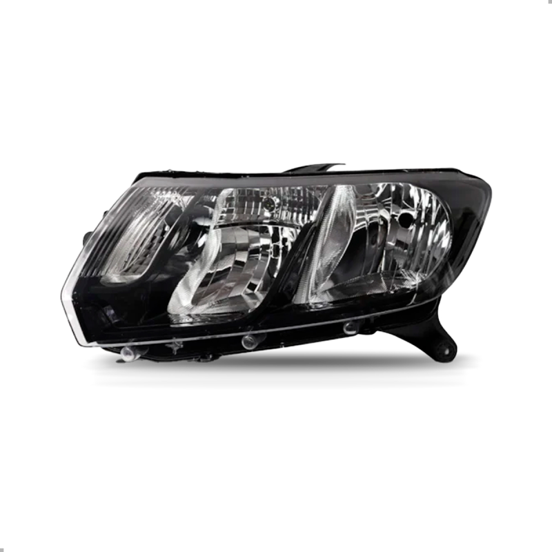 0160999 Farol Original Sandero Stepway 2015 A 2018 Lado Esquerdo Foco Duplo Mascara Negra