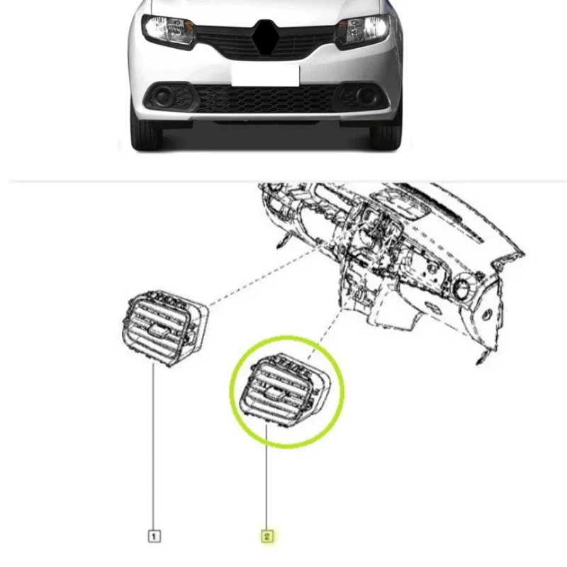 Difusor De Ar Do Painel Central Original Logan Sandero 2015 A 2022 Lado Direito