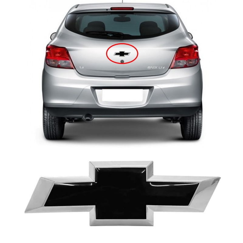 Emblema Chevrolet Preto Da Tampa Traseria Onix Prisma 2013 A 2016