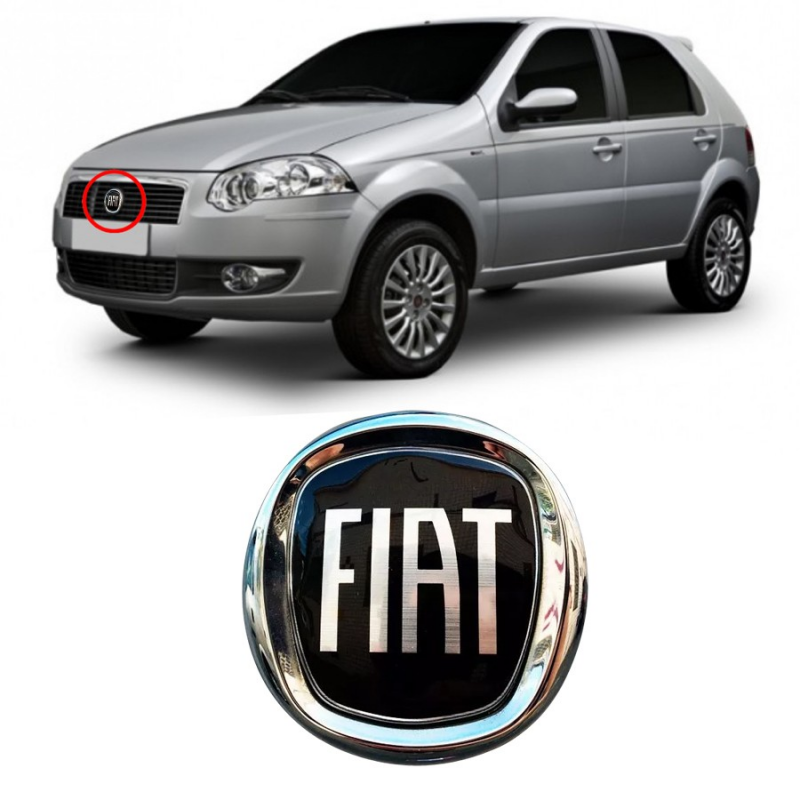 Emblema Fiat Da Grade Palio Doblo Idea Punto 2007 A 2012 Preto