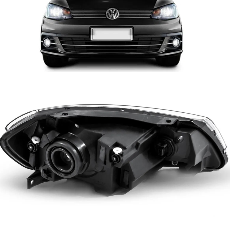 Farol Gol Voyage G7 2017 A 2018 Lado Esquerdo Foco Simples Mascara Negra Friso Preto(c54938)