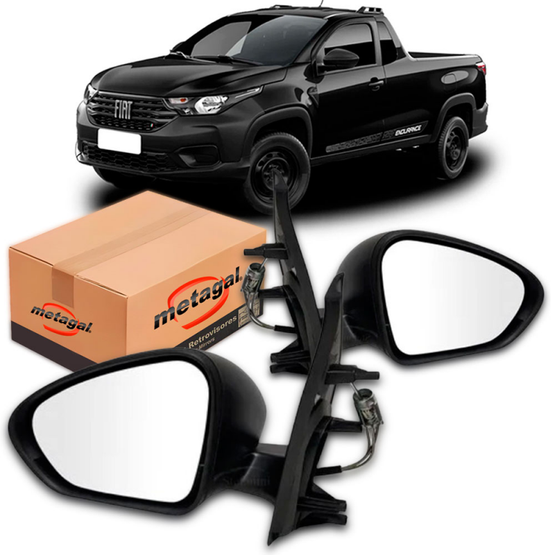 Retrovisor Original Strada 2020 A 2023 Lado Esquerdo Regulador Manual