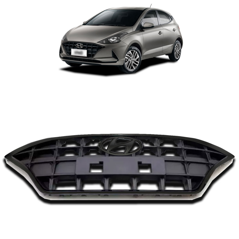 Grade Do Radiador Hb20 Hb20s 2020 A 2022 Com Moldura Preta Brilhante (r30906)