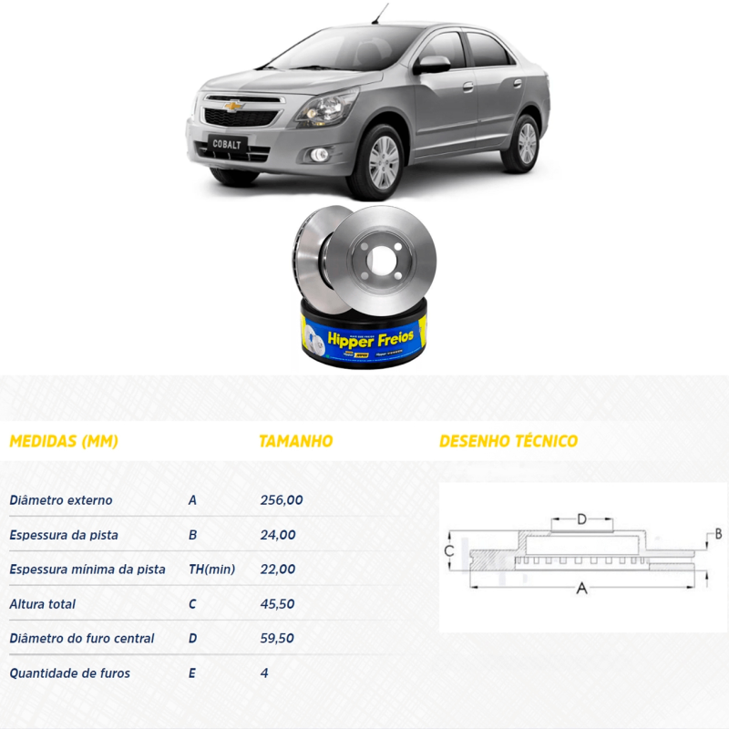 Disco Do Freio Dianteiro Cobalt 1.4 1.8 2012 A 2022 Onix Prisma 1.0 1.4 2012 A 2019