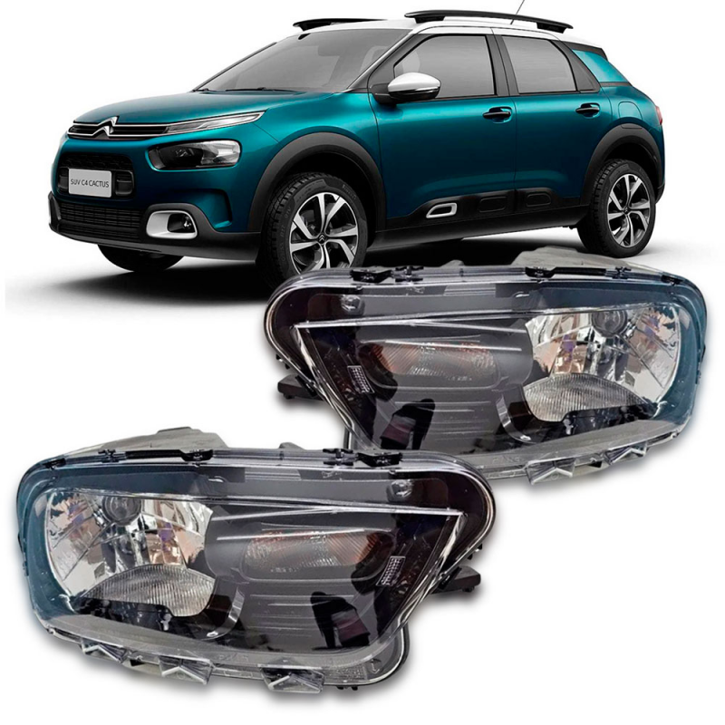 Farol Original Citroen C4 Cactus 2019 A 2022 Lado Direito Mascara Negra