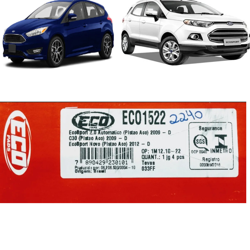 Pastilha Do Freio Dianteiro Ecosport 2.0 2008 A 2012 Focus 2009 A 2012