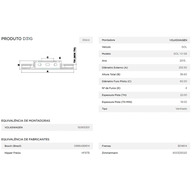 Disco Do Freio Dianteiro Gol Saveiro Voyage 1.0 1.6 G6 G7 2014 A 2022 Up 1.0 2014 A 2022 Ventilado