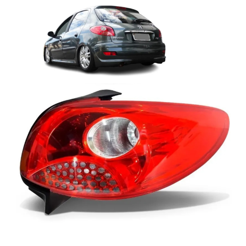 Lanterna Traseira Peugeot 207 Hatch 2009 A 2014 Lado Direito Grade Vermelha