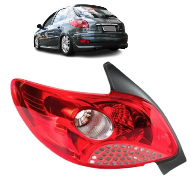 Lanterna Traseira Peugeot 207 Hatch 2009 A 2014 Lado Esquerdo Grade Vermelha