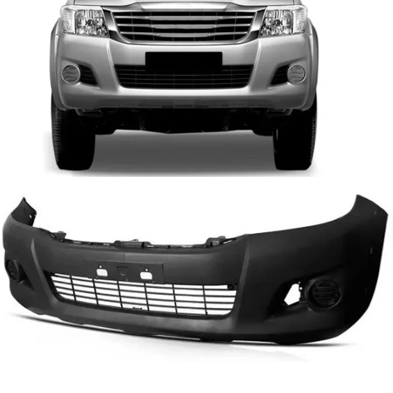 Parachoque Dianteiro Hilux 2012 A 2015 Preto Texturizado Com Furo Para Moldura E Furo Para Auxiliar