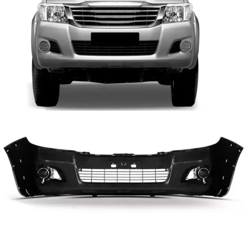 Parachoque Dianteiro Hilux 2012 A 2015 Preto Texturizado Com Furo Para Moldura E Furo Para Auxiliar