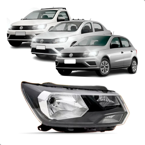 Farol Original Saveiro G7 2017 A 2018 Gol Voyage G8 2019 A 2022 Lado Direito Com Friso Preto