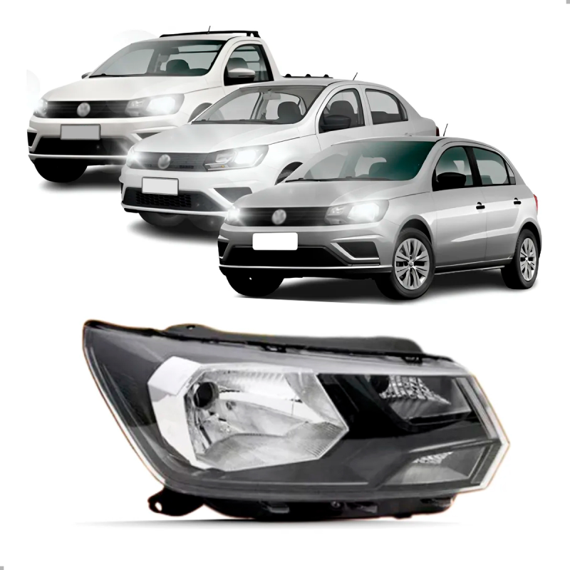 Farol Original Saveiro G7 2017 A 2018 Gol Voyage G8 2019 A 2022 Lado Direito Com Friso Preto