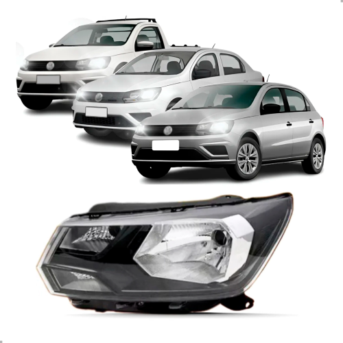 Farol Original Saveiro G7 2017 A 2018 Gol Voyage G8 2019 A 2022 Lado Esquerdo Com Friso Preto