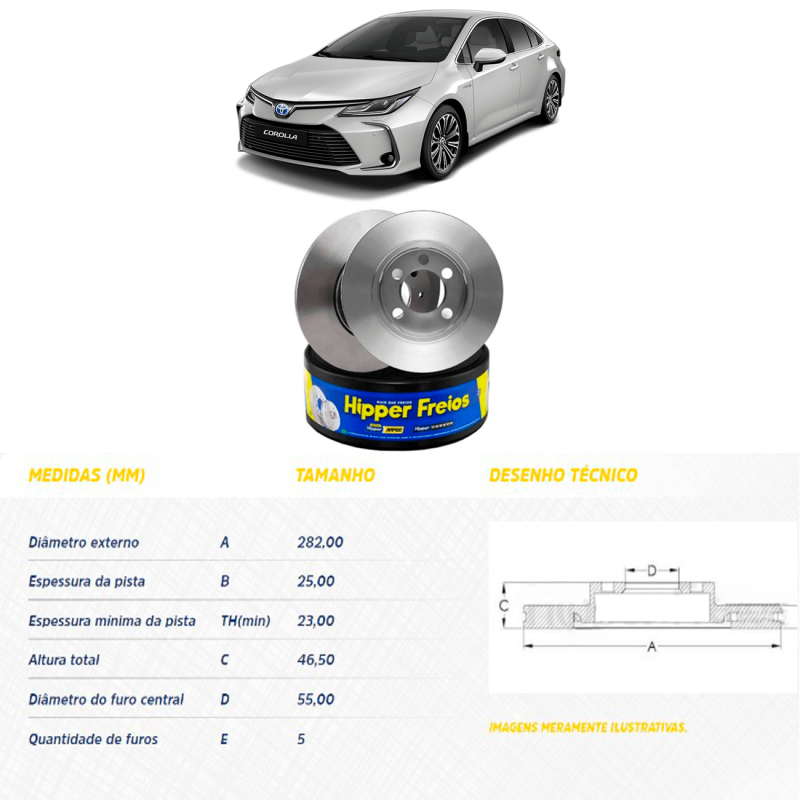 Disco Do Freio Dianteiro Corolla 1.8 2.0 16v 2020 A 2022 Ventilado Sem Cubo