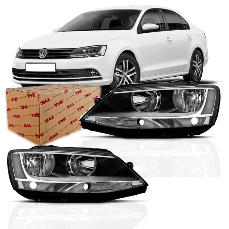 Farol Jetta 2011 A 2015 Lado Direito Regulador Manual Sem Led E Projetor(r20138)